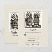Bruid & Bruidegom Aloha Ananas Tiki Trouw RSVP Kaart (Voorkant / Achterkant)