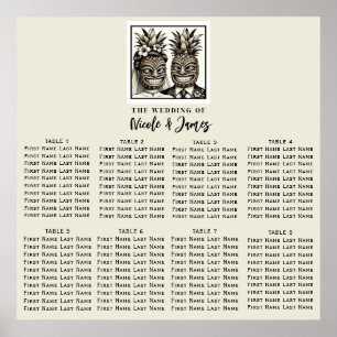 Bruid & bruidegom Aloha Ananas Tiki Trouwstoel Poster