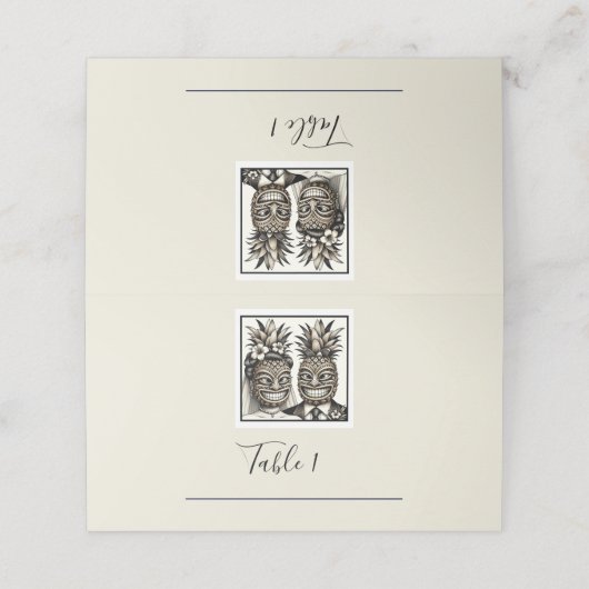 Bruid & Bruidegom Aloha Ananas Tiki Trouwstoelinde Plaatskaartje (Buitenkant ongevouwen)