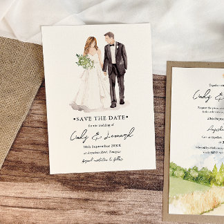 Bruid & Bruidegom Aquarel Trouwen Save the Date