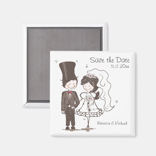 Bruid & bruidegom Bewaar de datum Magneten (Voorkant / Achterkant)