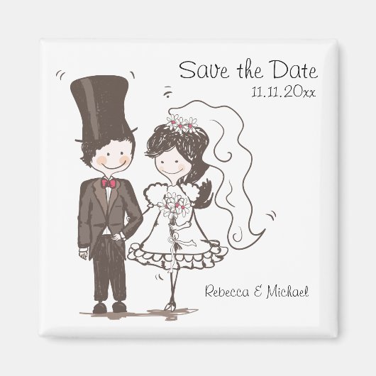 Bruid & bruidegom Bewaar de datum Magneten (Voorkant)