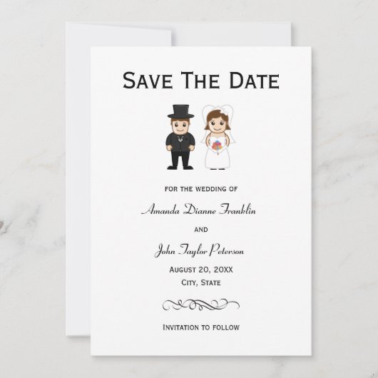 Bruid & Bruidegom - Bewaar de datum Save The Date (Voorkant)