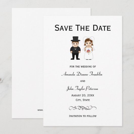 Bruid & Bruidegom - Bewaar de datum Save The Date (Voorkant / Achterkant)