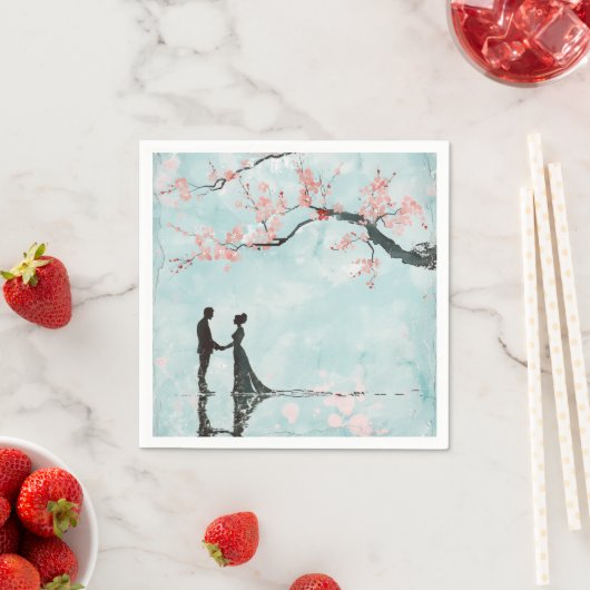 Bruid & Bruidegom Blauw Theme Wedding Servet (Insitu)