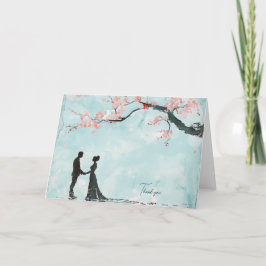 Bruid & Bruidegom Blauwe Thema Trouwfeest Bedankkaart