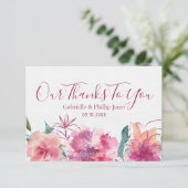 Bruid & bruidegom bloemenbruiloft bedankkaart (Staand voorkant)