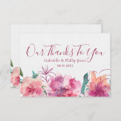 Bruid & bruidegom bloemenbruiloft bedankkaart (Voorkant / Achterkant)