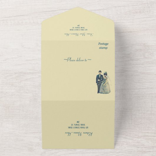 bruid bruidegom bruiloft alles in één uitnodiging (Buitenkant)