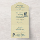 bruid bruidegom bruiloft alles in één uitnodiging (Binnen)