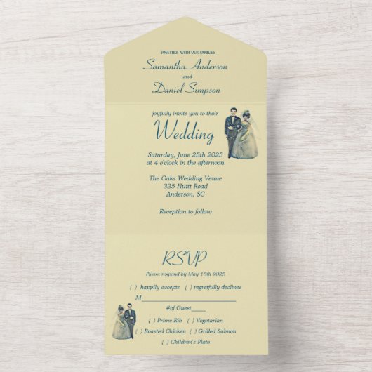 bruid bruidegom bruiloft alles in één uitnodiging (Binnen)