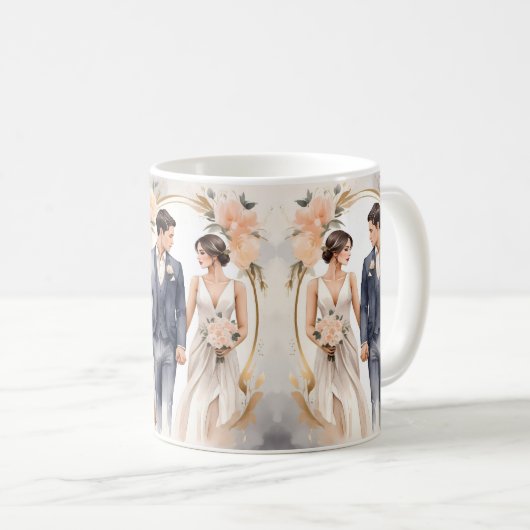 Bruid & bruidegom bruiloft cup koffiemok (Voorkant rechts)