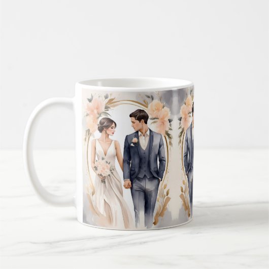 Bruid & bruidegom bruiloft cup koffiemok (Links)