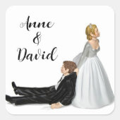 bruid & bruidegom bruiloft Humor Vierkante Sticker (Voorkant)