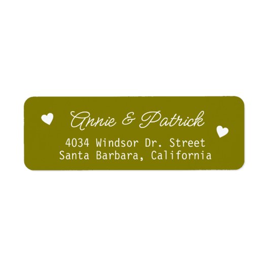 Bruid Bruidegom bruiloft Mailing Olijf Retour Adre Etiket (Voorkant)