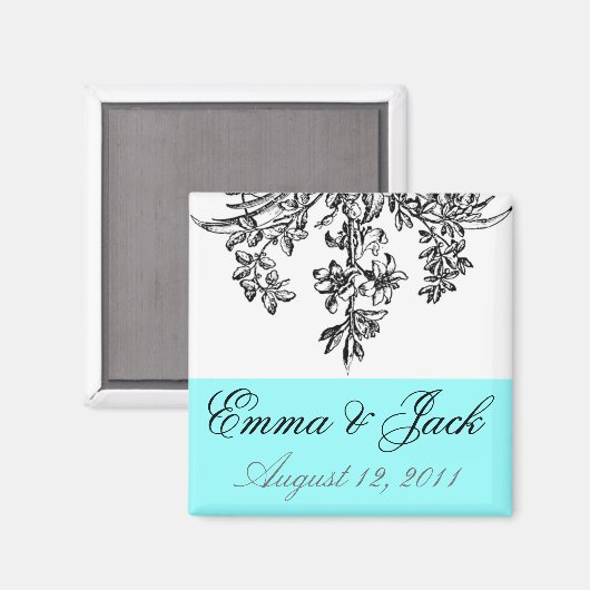 Bruid & bruidegom Bruiloft Monogram Magneet (Voorkant / Achterkant)