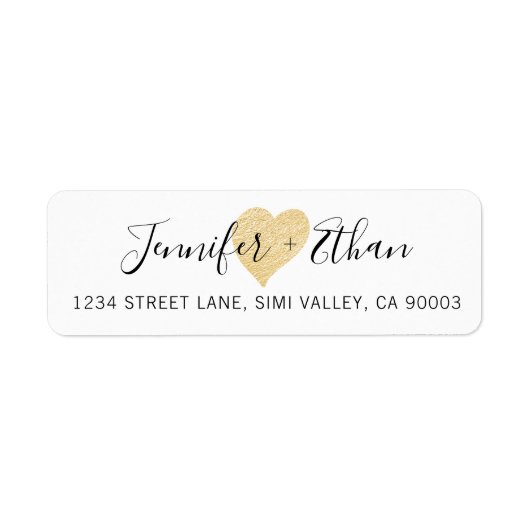 Bruid + bruidegom bruiloft | Stijlvolle gouden lie Etiket (Voorkant)