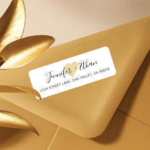 Bruid + bruidegom bruiloft Stijlvolle gouden lie Etiket