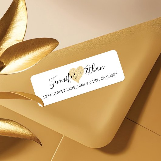 Bruid + bruidegom bruiloft | Stijlvolle gouden lie Etiket