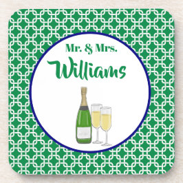 Bruid & Bruidegom Champagne Glazen voor Mr. & Mrs. Bier Onderzetter