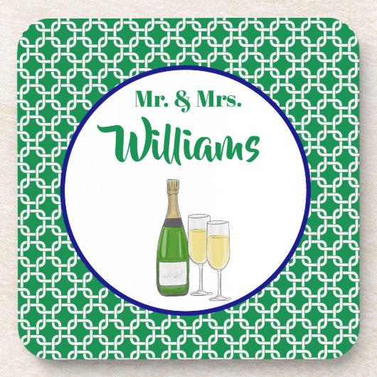 Bruid & Bruidegom Champagne Glazen voor Mr. & Mrs. Bier Onderzetter (Voorkant)