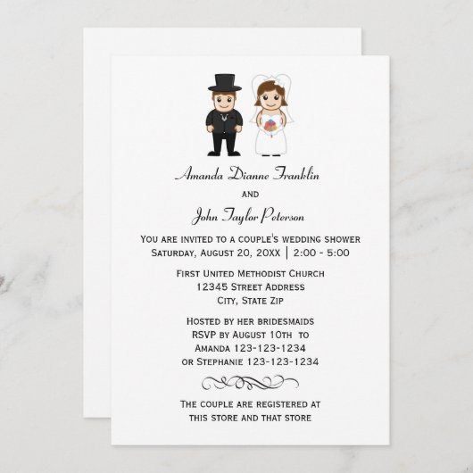 Bruid & bruidegom - Couple's Shower Uitnodiging (Voorkant / Achterkant)
