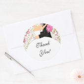 Bruid & bruidegom Dank u Sticker Floral Pink (Envelop)