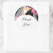 Bruid & bruidegom Dank u Sticker Floral Pink (Tas)