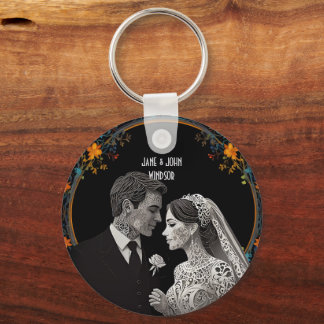 Bruid & bruidegom delicate klassieke sleutelhanger