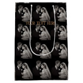 Bruid & bruidegom Delicate Wit op Zwart Medium Cadeauzakje (Achterkant)