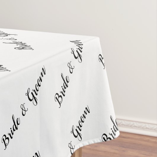 Bruid Bruidegom Diagonale Typografie Tafelkleed (Voorbeeld)