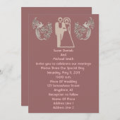 bruid bruidegom duiven donker roze bruiloft uitnod kaart (Voorkant / Achterkant)