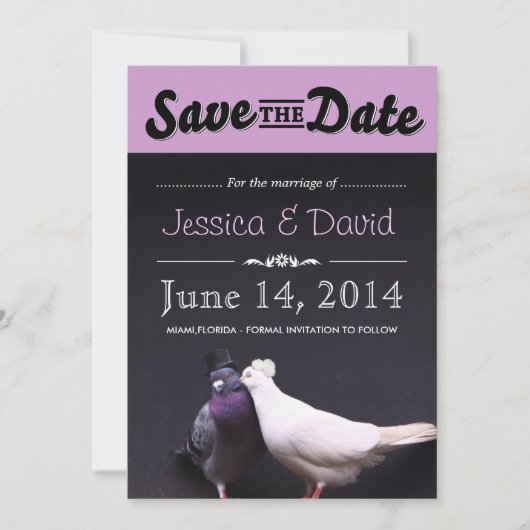 Bruid & Bruidegom Duiven Save the Date Aankondigin (Voorkant)