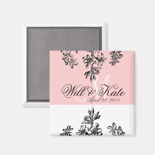 Bruid & bruidegom Elegant Monogram Magneet (Voorkant / Achterkant)