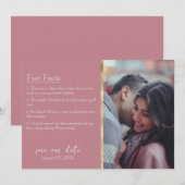 Bruid & bruidegom Feiten Foto op Dusty Pink Kaart (Voorkant / Achterkant)