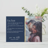 Bruid & bruidegom Feiten Foto op Navy Blue Kaart (Staand voorkant)