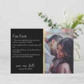 Bruid & bruidegom feiten foto op zwart kaart (Staand voorkant)