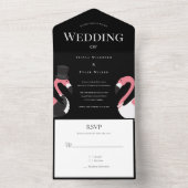 bruid bruidegom flamingo bruiloft all in one uitnodiging (Binnen)