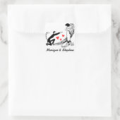 bruid, bruidegom gepersonaliseerde bruiloft Stick Vierkante Sticker (Tas)