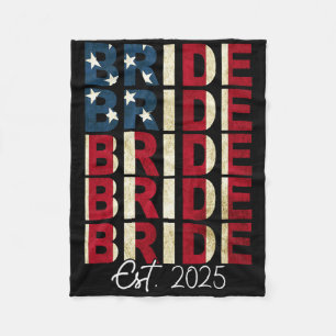 Bruid Bruidegom Geschat 2025 VS Vlag Net Getrouwd  Fleece Deken