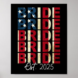 Bruid Bruidegom Geschat 2025 VS Vlag Net Getrouwd Poster