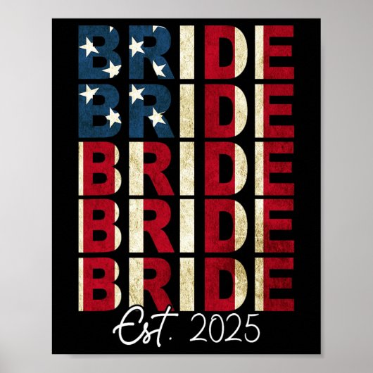 Bruid Bruidegom Geschat 2025 VS Vlag Net Getrouwd  Poster (Voorkant)