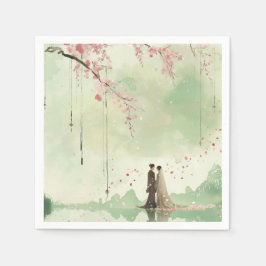 Bruid & Bruidegom Green Theme Wedding Servet