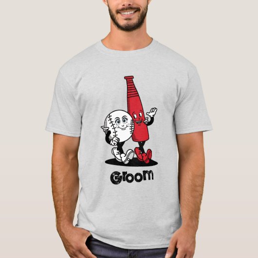Bruid Bruidegom Honkbal & Slag Funny T-shirt (Voorkant)