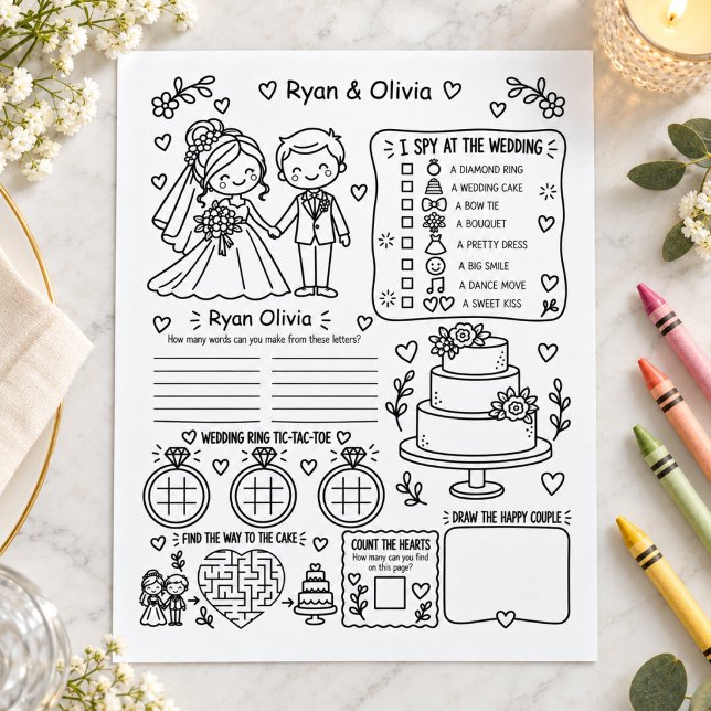 Bruid & Bruidegom Huwelijk Kleuractiviteitblad (Bride & Groom Wedding Coloring Activity Sheet
)