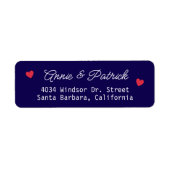 Bruid Bruidegom Huwelijk Liefde Rode Harten Blauw Etiket (Voorkant)