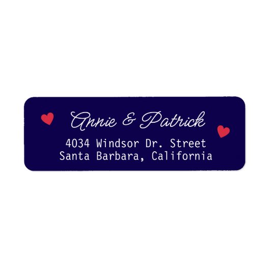 Bruid Bruidegom Huwelijk Liefde Rode Harten Blauw Etiket (Voorkant)