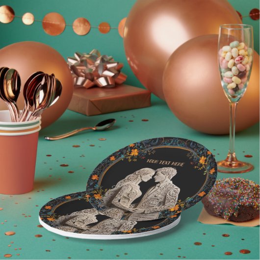 Bruid & Bruidegom Huwelijk Persoonlijk  Papieren Bordje (Multi)