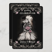 Bruid Bruidegom Huwelijk Skeletten Kerkhof Liefde  Kaart (Voorkant / Achterkant)