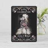 Bruid Bruidegom Huwelijk Skeletten Kerkhof Liefde  Kaart (Staand voorkant)